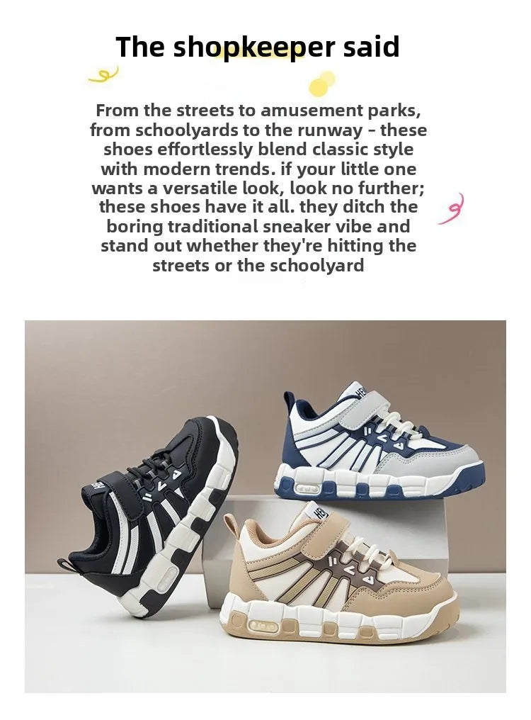 Kids Fashion Sneakers Outdoor Sport Boys Tennis Comfort Leather Running Shoes Lightweight Children's Sports Walking Footwear