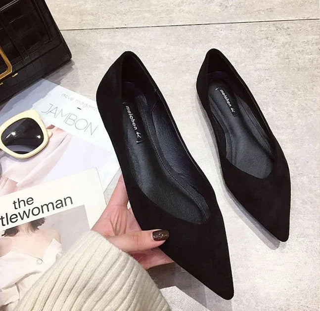 Shallow Women's Shoes Red Pointed Toe Work Low Heel Elegant Ladies Footwear with Discount on Offer Young Vacation Fashion Spring