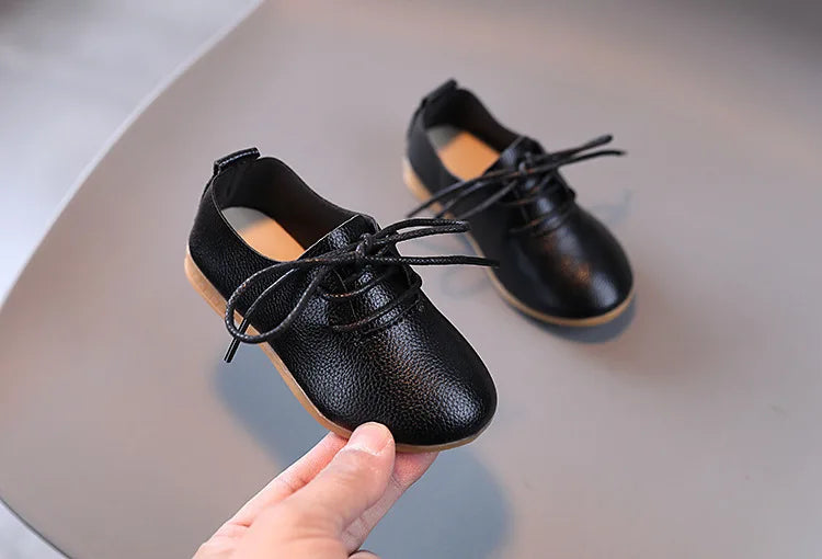 Korean version fashion girls small leather shoes British style lace up foreign-style low-top princess shoes kids outdoor breatha