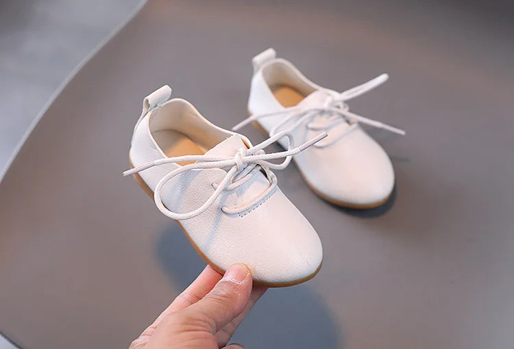 Korean version fashion girls small leather shoes British style lace up foreign-style low-top princess shoes kids outdoor breatha