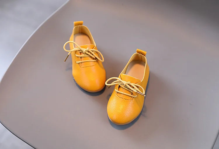 Korean version fashion girls small leather shoes British style lace up foreign-style low-top princess shoes kids outdoor breatha