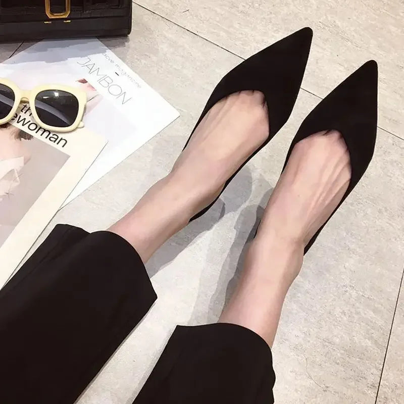 Shallow Women's Shoes Red Pointed Toe Work Low Heel Elegant Ladies Footwear with Discount on Offer Young Vacation Fashion Spring