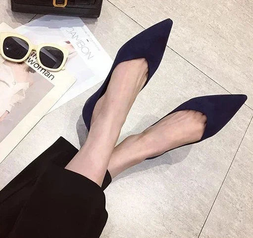 Shallow Women's Shoes Red Pointed Toe Work Low Heel Elegant Ladies Footwear with Discount on Offer Young Vacation Fashion Spring