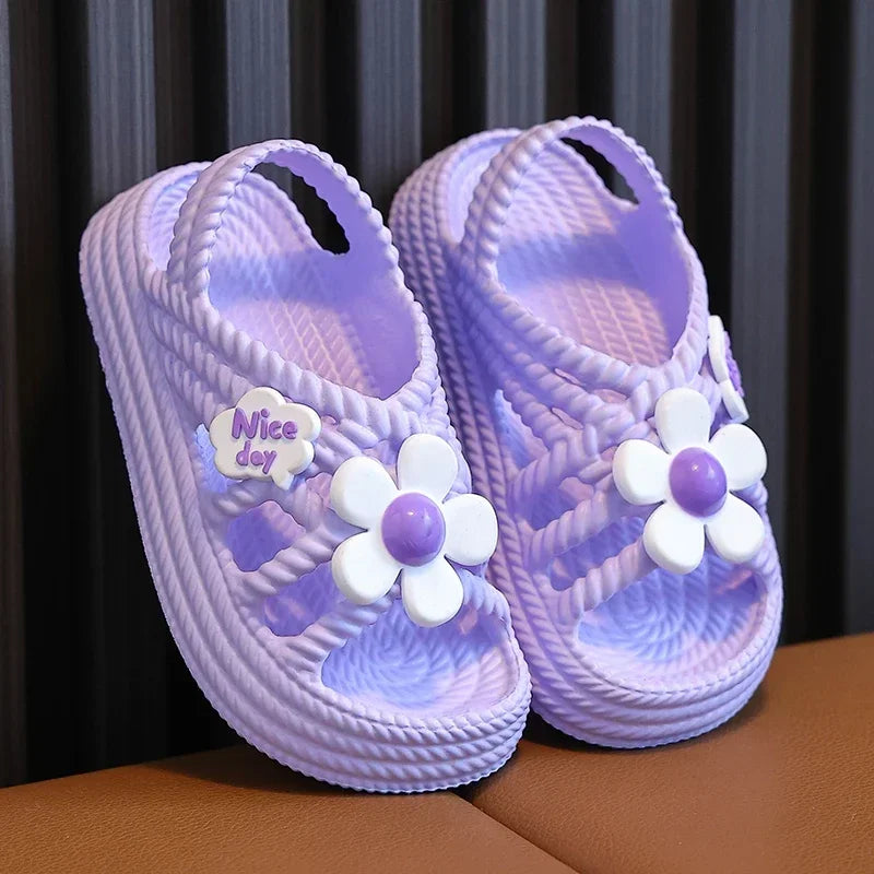 Girls Summer Flower Slippers – Lightweight Non-Slip Kids Sandals