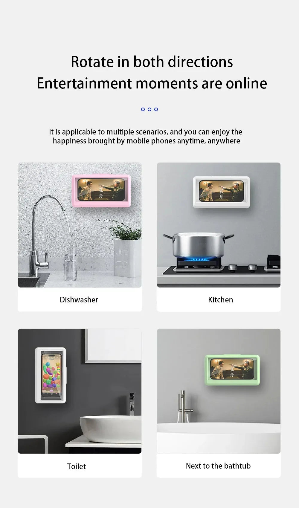 Fixed Waterproof and Anti-fog Mobile Phone Case Self-adhesive for Bathroom Shower Phone Holder Waterproof Touched Shower Phone