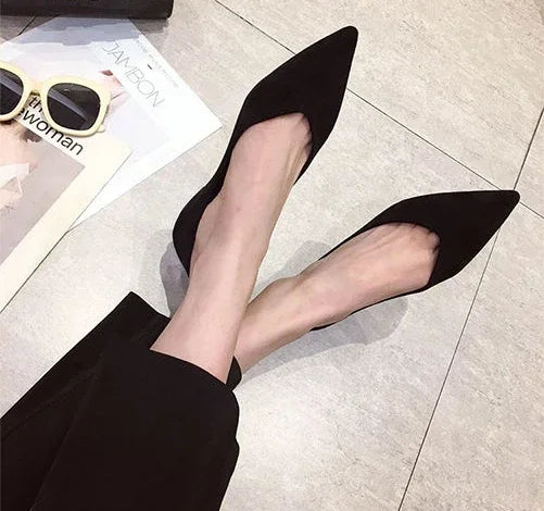 Shallow Women's Shoes Red Pointed Toe Work Low Heel Elegant Ladies Footwear with Discount on Offer Young Vacation Fashion Spring
