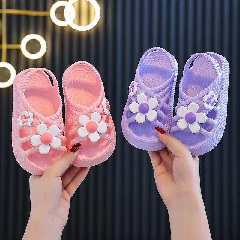 Girls Summer Flower Slippers – Lightweight Non-Slip Kids Sandals