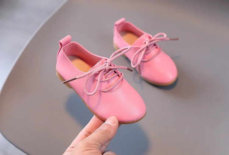Korean version fashion girls small leather shoes British style lace up foreign-style low-top princess shoes kids outdoor breatha