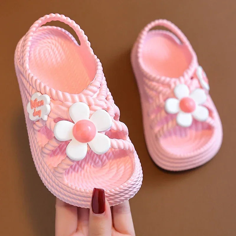 Girls Summer Flower Slippers – Lightweight Non-Slip Kids Sandals