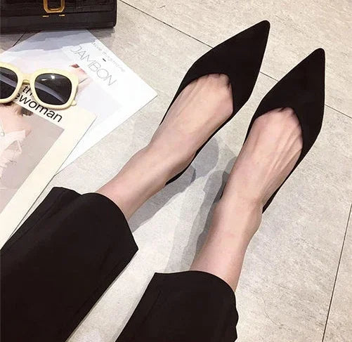 Shallow Women's Shoes Red Pointed Toe Work Low Heel Elegant Ladies Footwear with Discount on Offer Young Vacation Fashion Spring