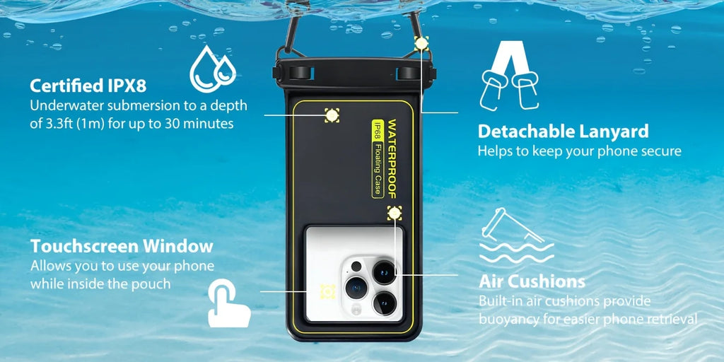 Phone Waterproof Bag - Phone Case with Tether, Essential for Beach, Swimming, Skiing, Drifting, and Surfing