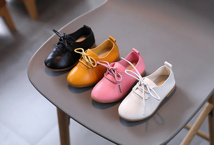 Korean version fashion girls small leather shoes British style lace up foreign-style low-top princess shoes kids outdoor breatha