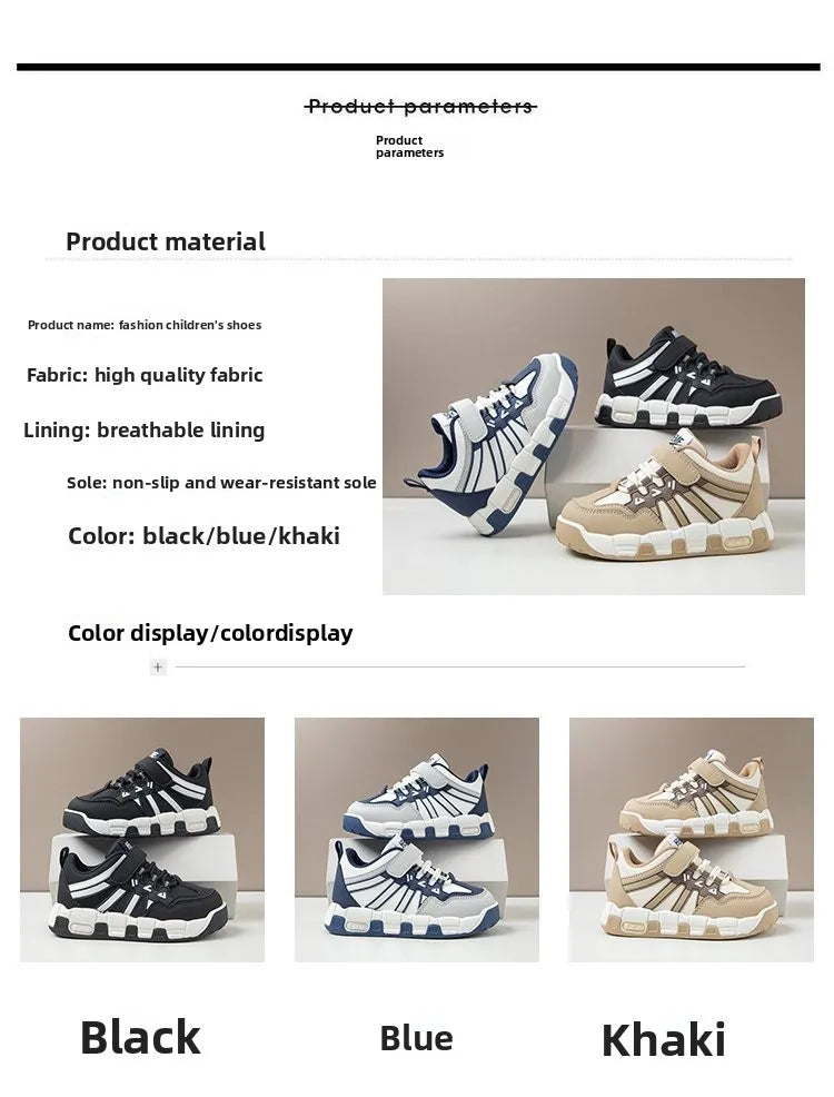 Kids Fashion Sneakers Outdoor Sport Boys Tennis Comfort Leather Running Shoes Lightweight Children's Sports Walking Footwear