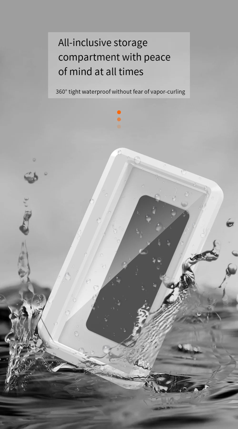 Fixed Waterproof and Anti-fog Mobile Phone Case Self-adhesive for Bathroom Shower Phone Holder Waterproof Touched Shower Phone