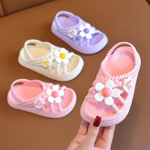 Girls Summer Flower Slippers – Lightweight Non-Slip Kids Sandals