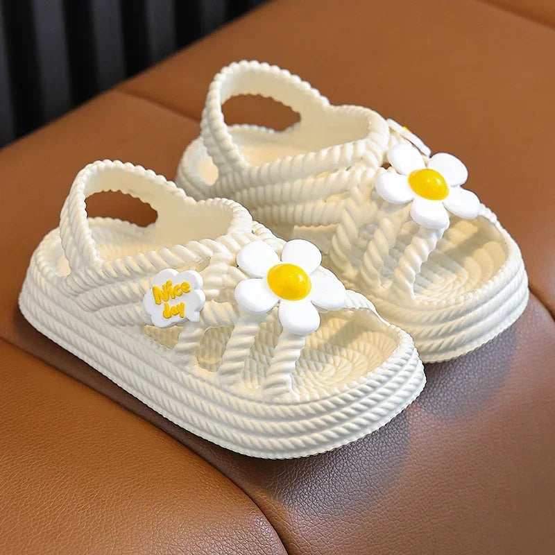 Girls Summer Flower Slippers – Lightweight Non-Slip Kids Sandals