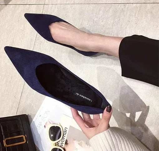 Shallow Women's Shoes Red Pointed Toe Work Low Heel Elegant Ladies Footwear with Discount on Offer Young Vacation Fashion Spring