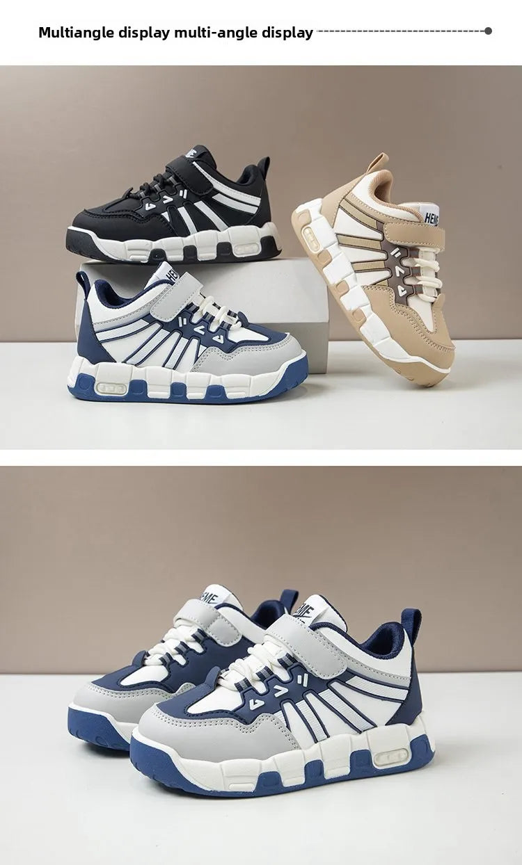 Kids Fashion Sneakers Outdoor Sport Boys Tennis Comfort Leather Running Shoes Lightweight Children's Sports Walking Footwear