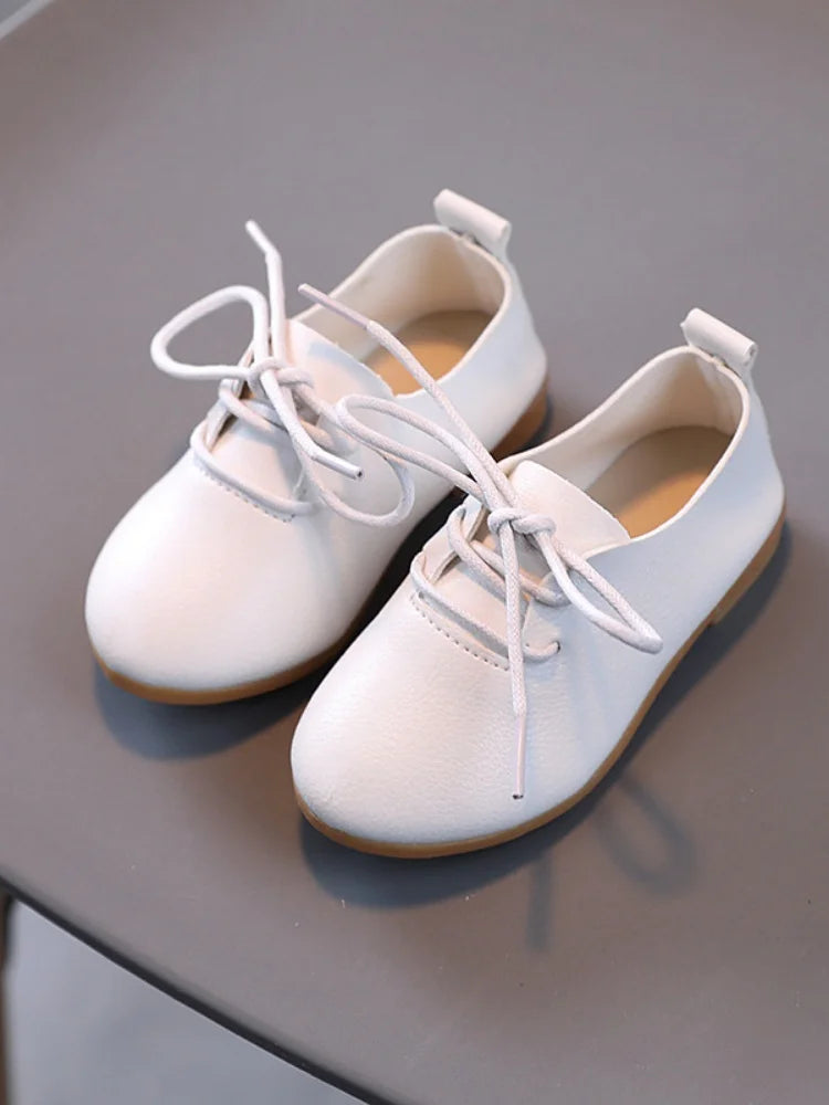 Korean version fashion girls small leather shoes British style lace up foreign-style low-top princess shoes kids outdoor breatha