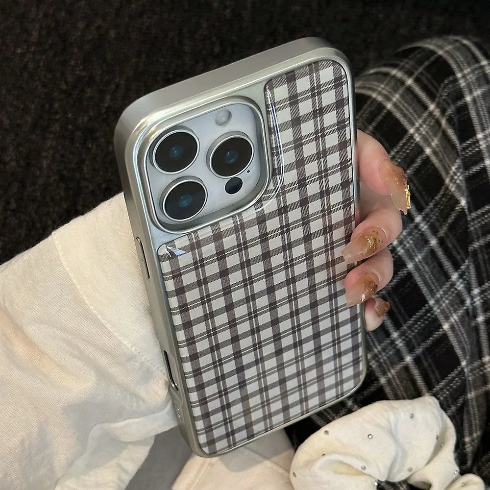 insRetro Polka point Silver Edge Epoxy Phone Case TPU Anti-drop Phone Case For iPhone XR/11/12/13/14/15/16/17 Pro Max Phone Case