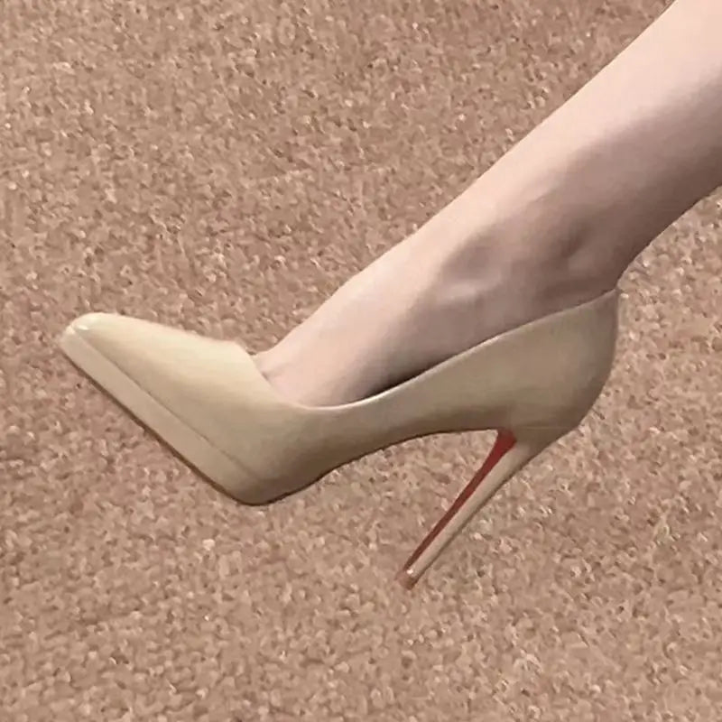 Pointed Toe High Heels Women's Shoes Comfortable Red Sole Waterproof Platform Spring Autumn Etiquette New 2025 Thin Heel