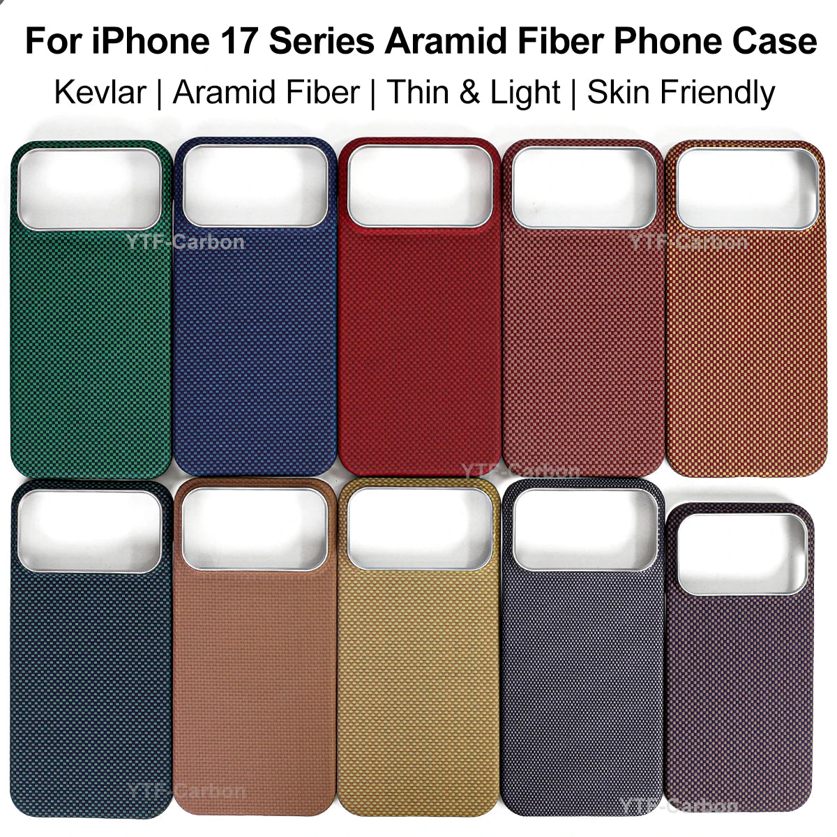 YTF Fiber for iPhone 17 17 Pro Max Mobile Phone Case Ultra-Thin Kevlar Aramid Phone Case Magnetic iPhone 17Pro 17 Air Phone Case