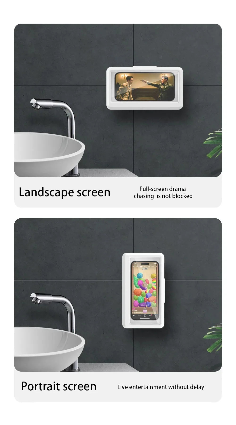 Fixed Waterproof and Anti-fog Mobile Phone Case Self-adhesive for Bathroom Shower Phone Holder Waterproof Touched Shower Phone
