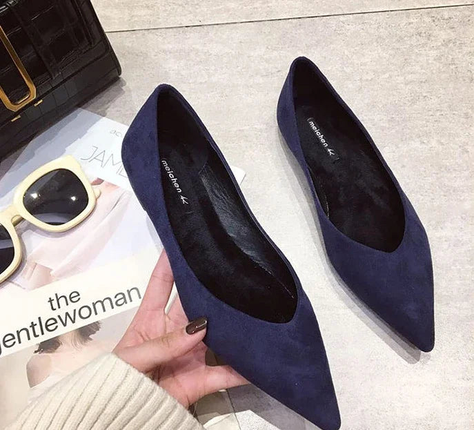 Shallow Women's Shoes Red Pointed Toe Work Low Heel Elegant Ladies Footwear with Discount on Offer Young Vacation Fashion Spring