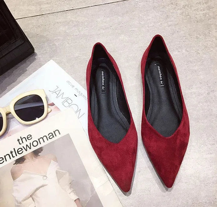 Shallow Women's Shoes Red Pointed Toe Work Low Heel Elegant Ladies Footwear with Discount on Offer Young Vacation Fashion Spring