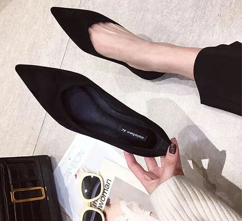 Shallow Women's Shoes Red Pointed Toe Work Low Heel Elegant Ladies Footwear with Discount on Offer Young Vacation Fashion Spring