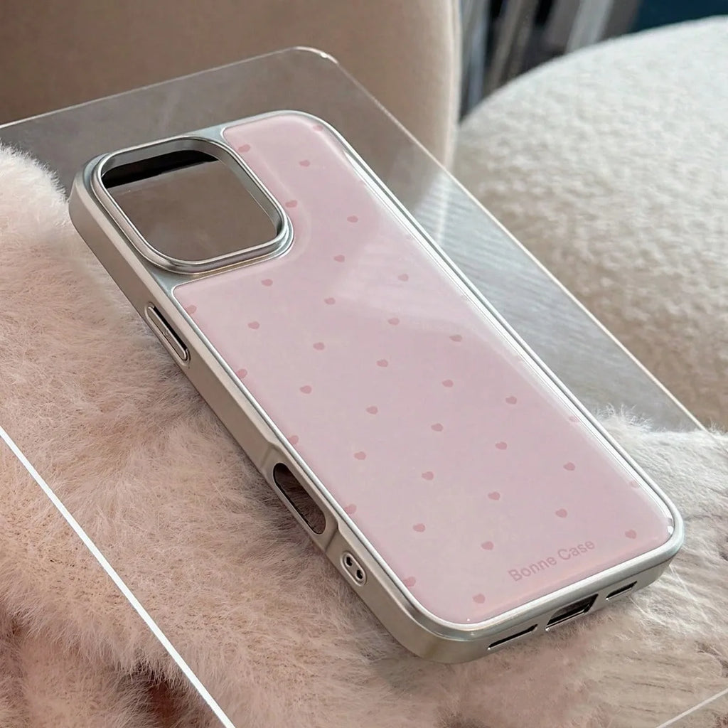 insRetro Polka point Silver Edge Epoxy Phone Case TPU Anti-drop Phone Case For iPhone XR/11/12/13/14/15/16/17 Pro Max Phone Case