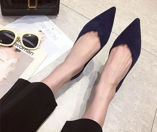 Shallow Women's Shoes Red Pointed Toe Work Low Heel Elegant Ladies Footwear with Discount on Offer Young Vacation Fashion Spring
