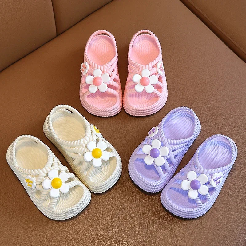 Girls Summer Flower Slippers – Lightweight Non-Slip Kids Sandals