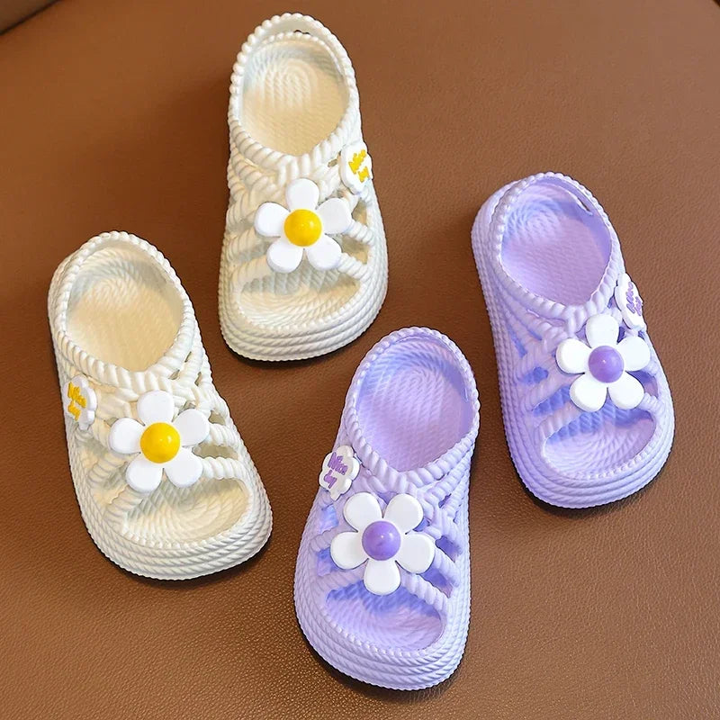 Girls Summer Flower Slippers – Lightweight Non-Slip Kids Sandals