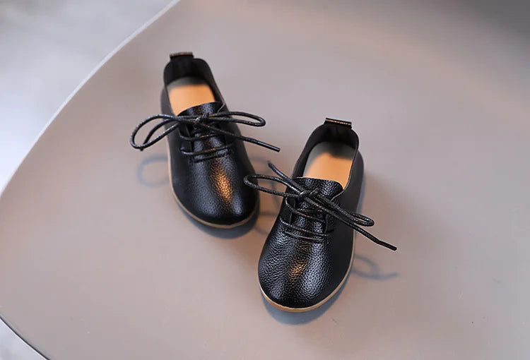 Korean version fashion girls small leather shoes British style lace up foreign-style low-top princess shoes kids outdoor breatha