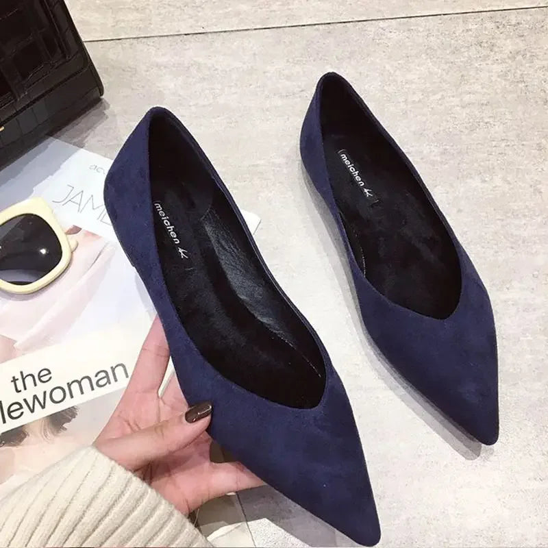Shallow Women's Shoes Red Pointed Toe Work Low Heel Elegant Ladies Footwear with Discount on Offer Young Vacation Fashion Spring
