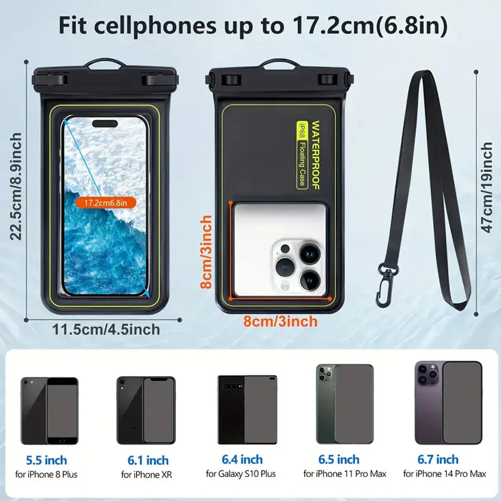 Phone Waterproof Bag - Phone Case with Tether, Essential for Beach, Swimming, Skiing, Drifting, and Surfing