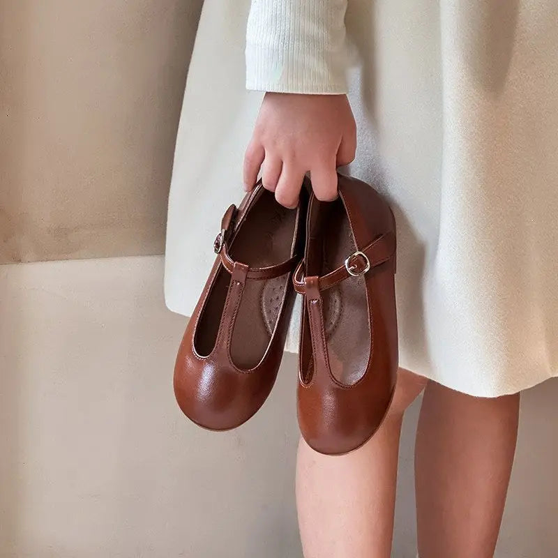 Kids'Casual Shoes PU Leather Solid Color Spring Shoes For Girls Anti-slip Designer Flat Bottom Sliver Black Shoes Size 22-32