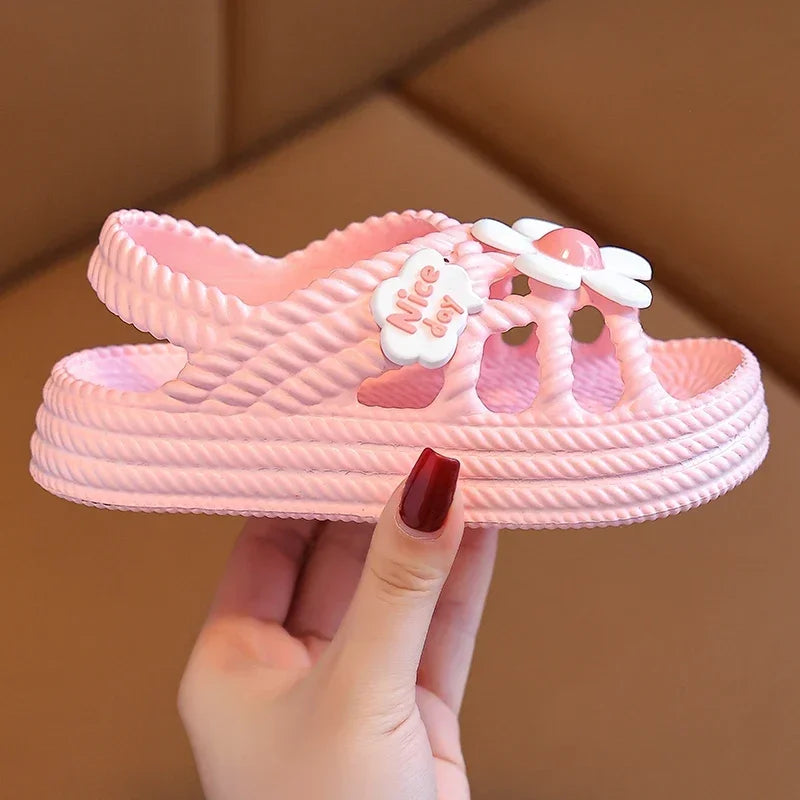 Girls Summer Flower Slippers – Lightweight Non-Slip Kids Sandals