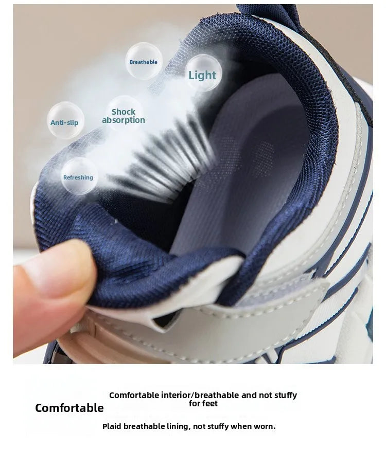 Kids Fashion Sneakers Outdoor Sport Boys Tennis Comfort Leather Running Shoes Lightweight Children's Sports Walking Footwear