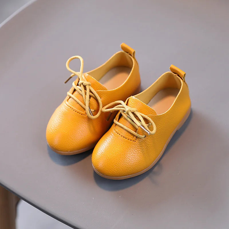 Korean version fashion girls small leather shoes British style lace up foreign-style low-top princess shoes kids outdoor breatha