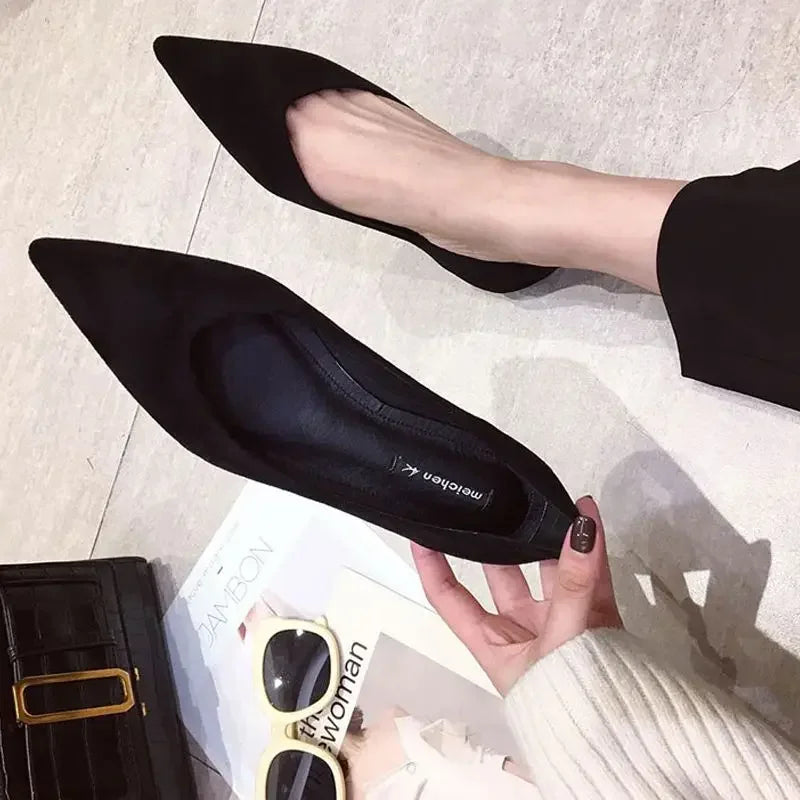 Shallow Women's Shoes Red Pointed Toe Work Low Heel Elegant Ladies Footwear with Discount on Offer Young Vacation Fashion Spring