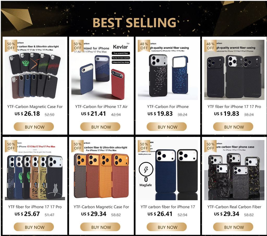 YTF Fiber for iPhone 17 17 Pro Max Mobile Phone Case Ultra-Thin Kevlar Aramid Phone Case Magnetic iPhone 17Pro 17 Air Phone Case