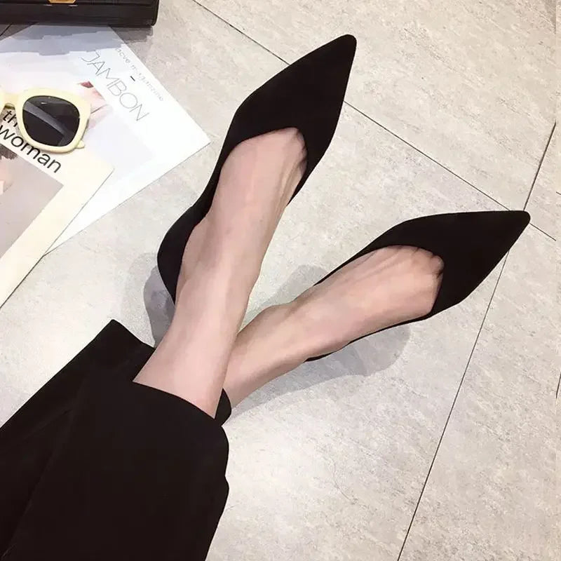 Shallow Women's Shoes Red Pointed Toe Work Low Heel Elegant Ladies Footwear with Discount on Offer Young Vacation Fashion Spring
