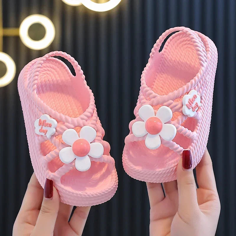 Girls Summer Flower Slippers – Lightweight Non-Slip Kids Sandals