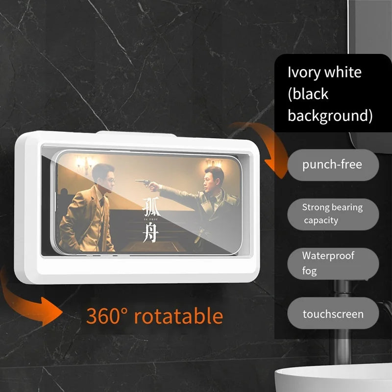 Fixed Waterproof and Anti-fog Mobile Phone Case Self-adhesive for Bathroom Shower Phone Holder Waterproof Touched Shower Phone