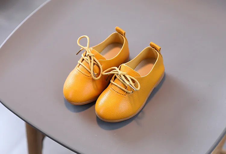 Korean version fashion girls small leather shoes British style lace up foreign-style low-top princess shoes kids outdoor breatha