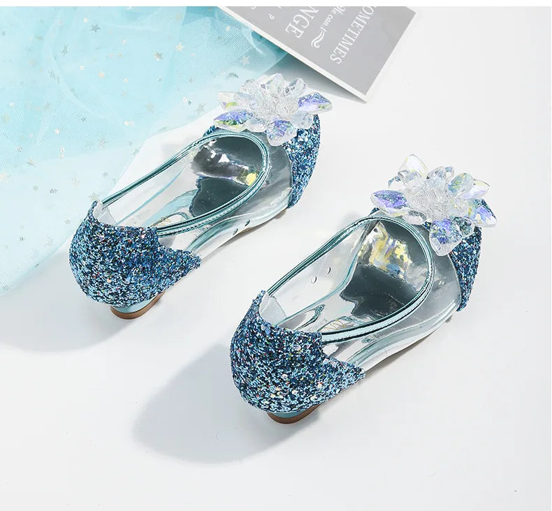 туфли для девочки Girls Princess Shoes Spring New Children Show High Heel Shoe Beautiful Girl Transparent Crystal Shoe Kids Shoe